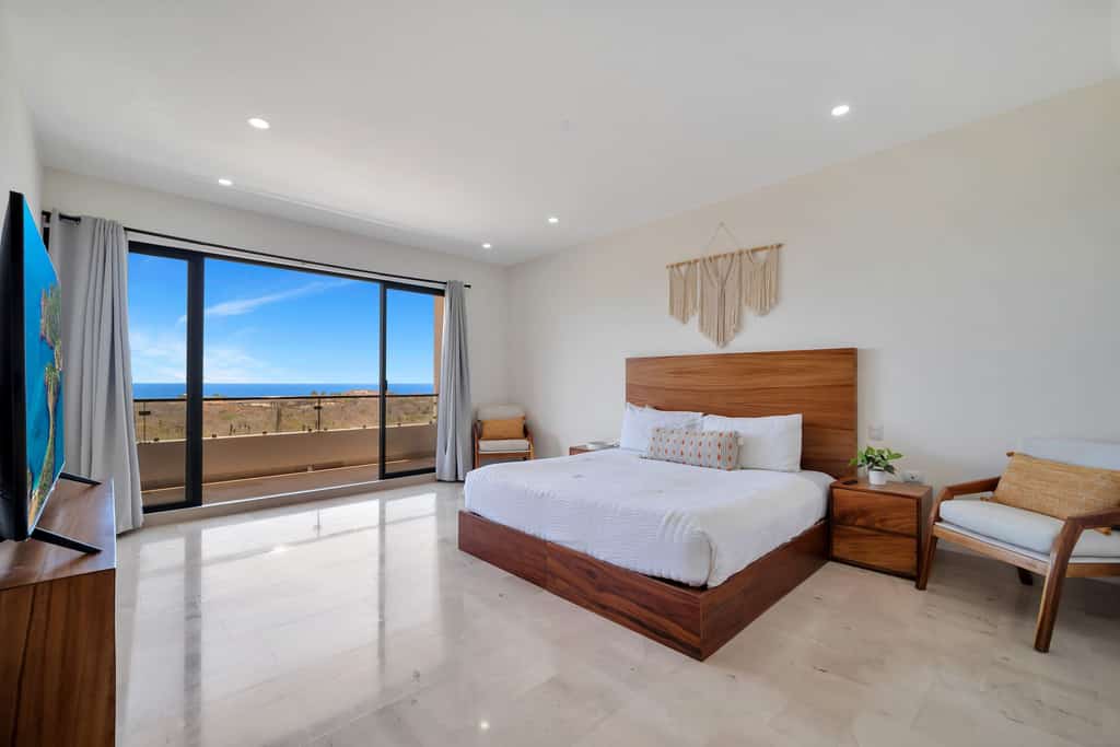 Enjoy a tranquil stay in this three-bedroom beautiful home, ideal for families or groups
• One king-size bed, and two queen-size beds in the second and third bedroom
• Explore beaches, restaurants, and history along the Los Cabos Tourist Corridor
• Private terrace and rooftop area with grill and beautiful ocean views
• Swimming pool with sun loungers
• Thoughtfully designed and fully equipped with modern appliances
• Fast Wi-Fi, smart TV, and AC in all rooms
• Laundry center available