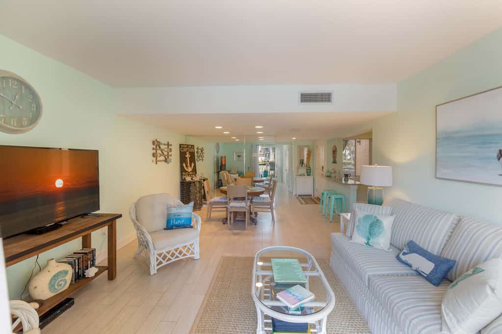 🌴 Water-View Island Club Villa | Walk to Beach 

Welcome to Island Club 150—your relaxing, upgraded 1BR/1.5BA retreat in the sought-after Island Club resort. This bright, airy first-floor villa features a spacious private balcony overlooking a tranquil lagoon and fountain—the perfect spot for morning coffee or evening unwinding.

Why guests love it:

Easy quick walk to the beach—no roads to cross
Lagoon views with turtles & ducks right off your deck
King bed with premium bedding + queen sleeper sofa
Immaculately maintained with thoughtful extras throughout

Inside, enjoy a comfortable, well-appointed space designed for a stress-free stay: a fully equipped kitchen, cozy living area with games and books, and dining for 4–6 plus outdoor balcony seating overlooking a tranquil lagoon. 

About Island Club Resort:
A peaceful, gated oceanfront community with lush tropical grounds—quiet and uncrowded, yet close to everything.

Resort amenities include:

Direct beach access via scenic walkway
Outdoor lap pool + kiddie pool (seasonally heated)
Adult-only sun deck & tanning shelf (seasonal, 18+)
Large hot tub & sunning areas
9 tennis courts (7 Har-Tru clay + 2 hard courts) + pro shop
Pickleball & basketball courts
Fitness center with sauna and locker rooms
Children’s playground right by the beach
Summer kids program (ages 5–12)
Catch-and-release fishing lagoons throughout the property
Scenic biking paths + bike rentals available
Outdoor grilling stations & picnic areas

Centrally located mid-island, just minutes from shopping, dining, and entertainment at Shelter Cove.

With 60+ glowing reviews and many returning guests, Island Club 150 delivers a true “home away from home” experience.

Wake up to peaceful water views, enjoy resort-style amenities, and experience the laid-back coastal getaway you’ve been looking for.