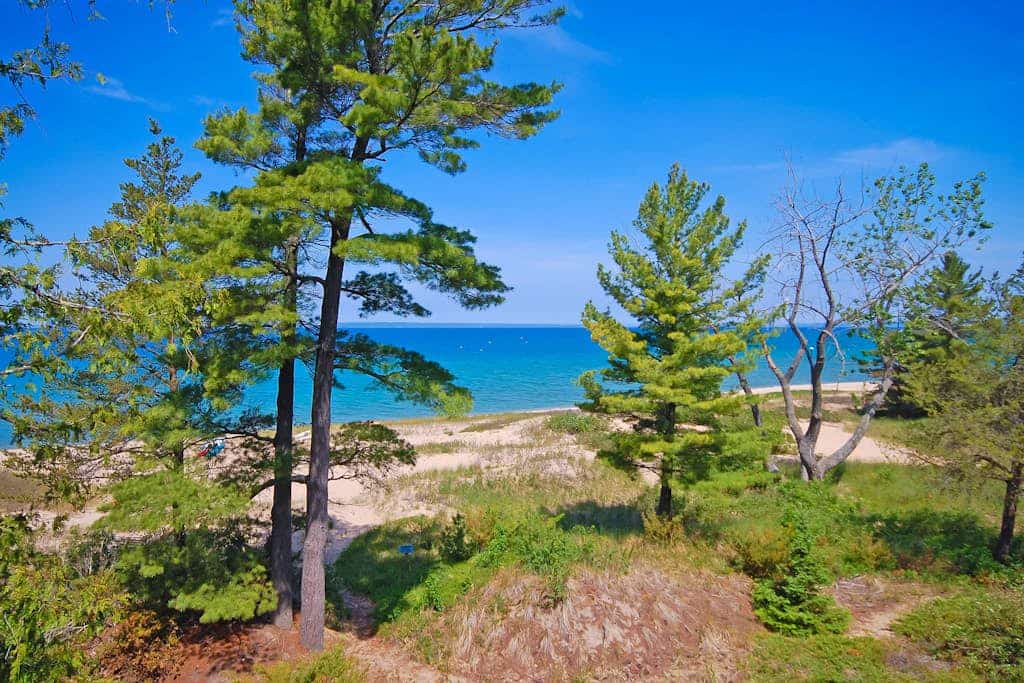 Beachfront condo with sunset & lake views, fireplace, washer/dryer