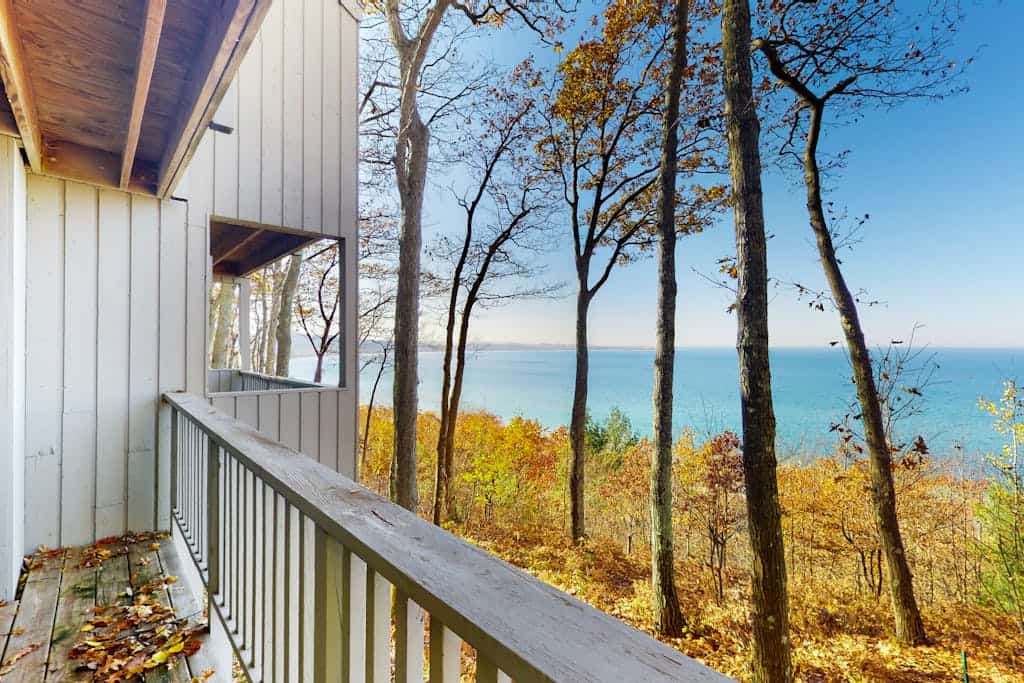 Tasteful Glen Arbor condo with beautiful Lake Michigan views, deck & fireplaces