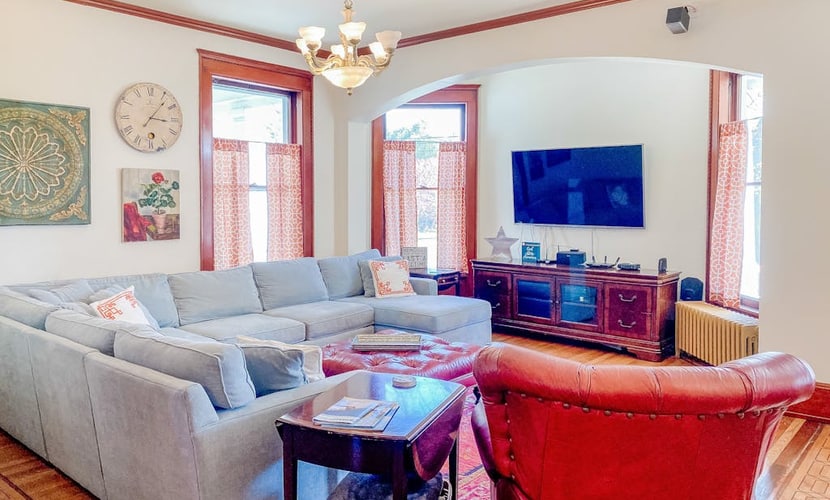 Historical dog-friendly home with fenced yard, grill, Ping-Pong, fireplace, & AC