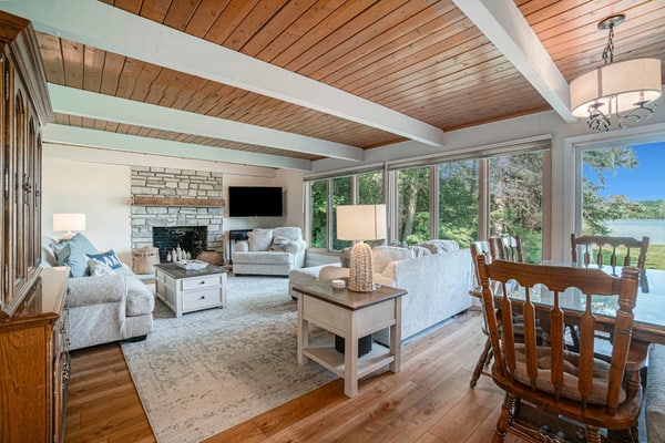 Quaint waterfront home with beach, dock, sweeping views, fast WiFi & W/D