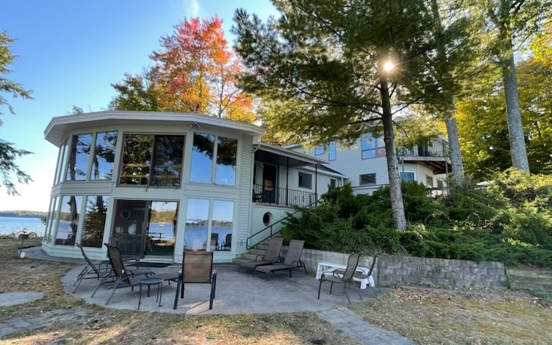 Lakefront home with private beach, lake views, dock, kayaks, firepit, grill, W/D