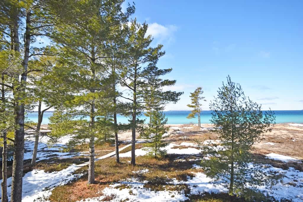 Beachfront condo with gorgeous Lake Michigan views, deck, fireplace, W/D, AC