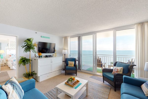 Waterfront condo with balcony, terrific vews, pools, sauna, gym, & game room