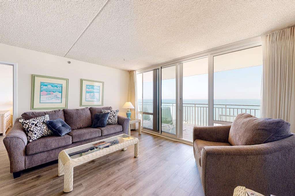 Recently renovated oceanfront condo with balcony, A/C, WiFi, pools, & sauna