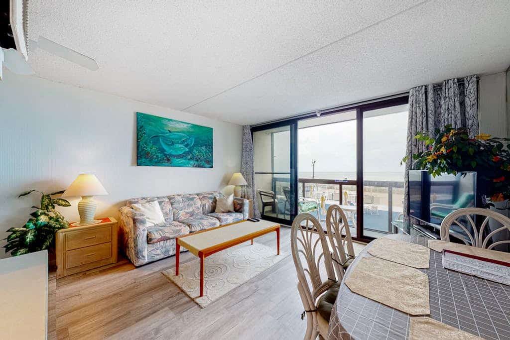Affordable ocean-view condo with balcony, pools & gym