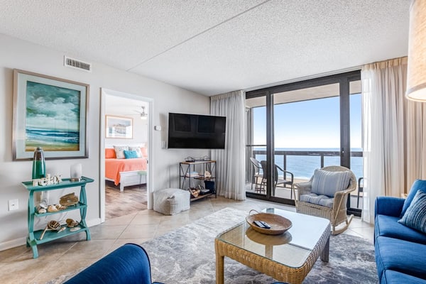 Wonderful beachfront condo with scenic balcony, AC, W/D, pools, gym, & tennis