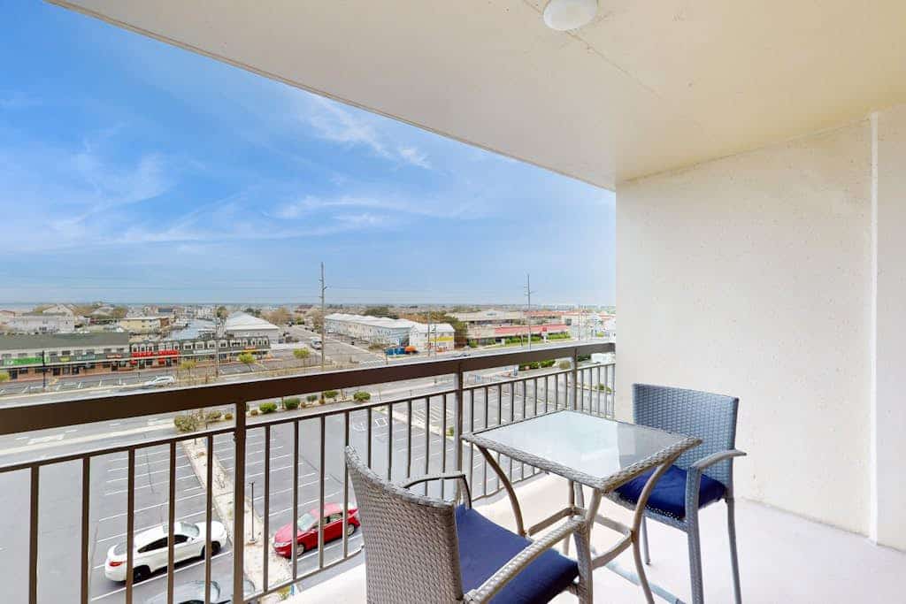 Oceanfront condo with ocean & bayside balconies, central AC, & easy beach access