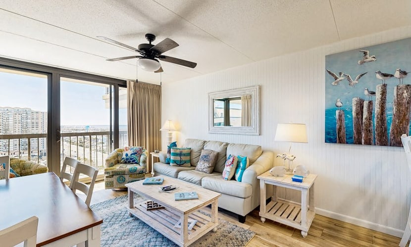Unique beach condo near the water with balcony, pools, game room & AC