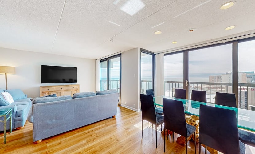 Wave view penthouse with resort-style amenities, two balconies, & elevators