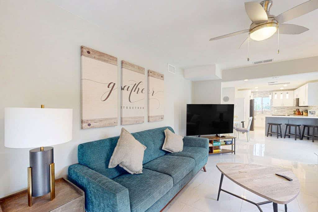 Dog-friendly duplex with a patio, deck, washers, dryers, & central AC