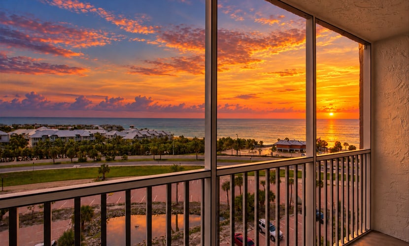 Gulf view studio with shared pool, steps to the beach, and internet