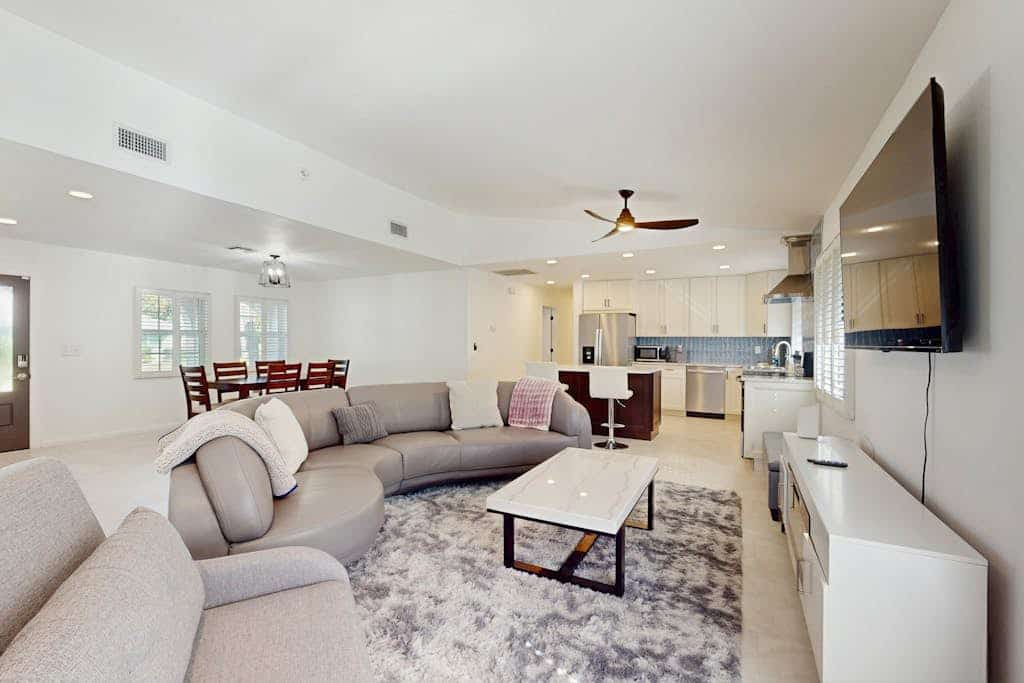 Dog friendly home with gas grill, outdoor dining area, and internet