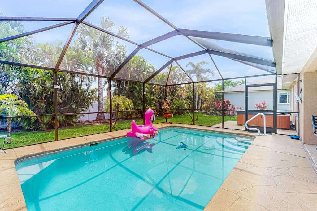 Dog-friendly home with private pool, bike, lanai, grill, & central AC