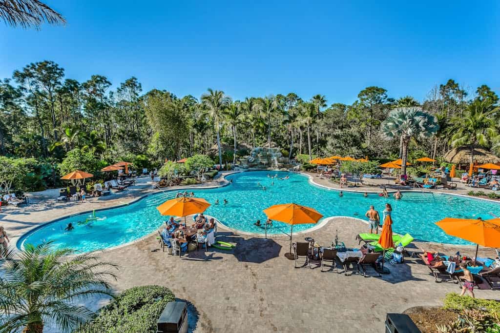 Resort condo with private W/D, shared pool, and central AC