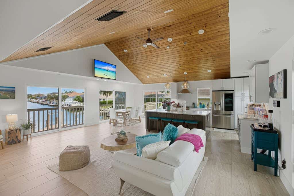 Stunning waterfront home, contemporary, family friendly, close to Gulf with pool