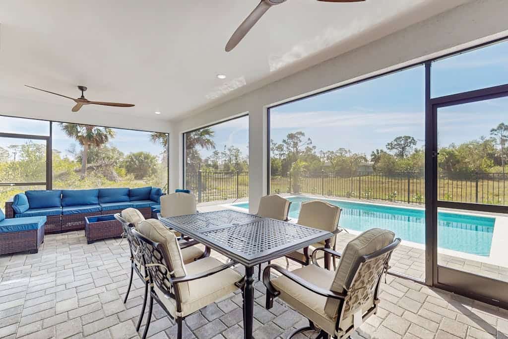 Well appointed new home with private pool, large yard, W/D & dog friendly