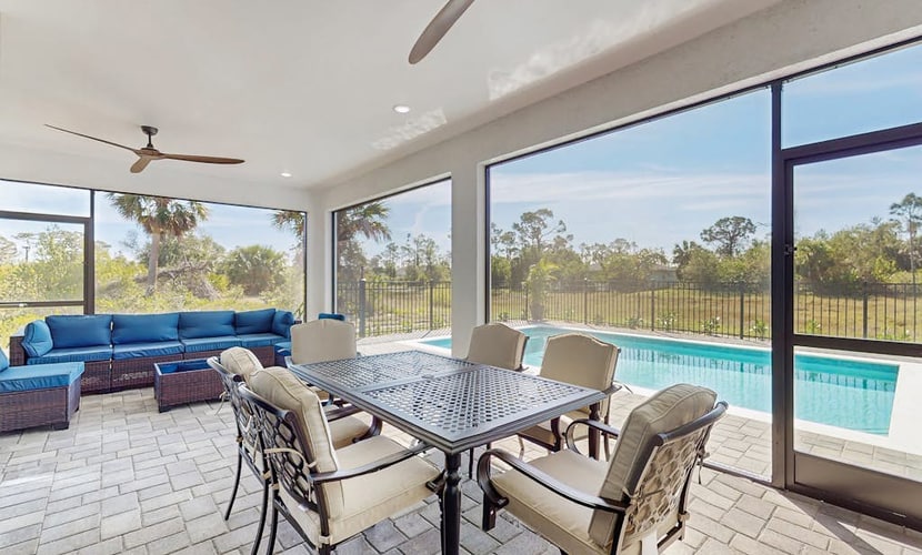 Well appointed new home with private pool, large yard, W/D & dog friendly