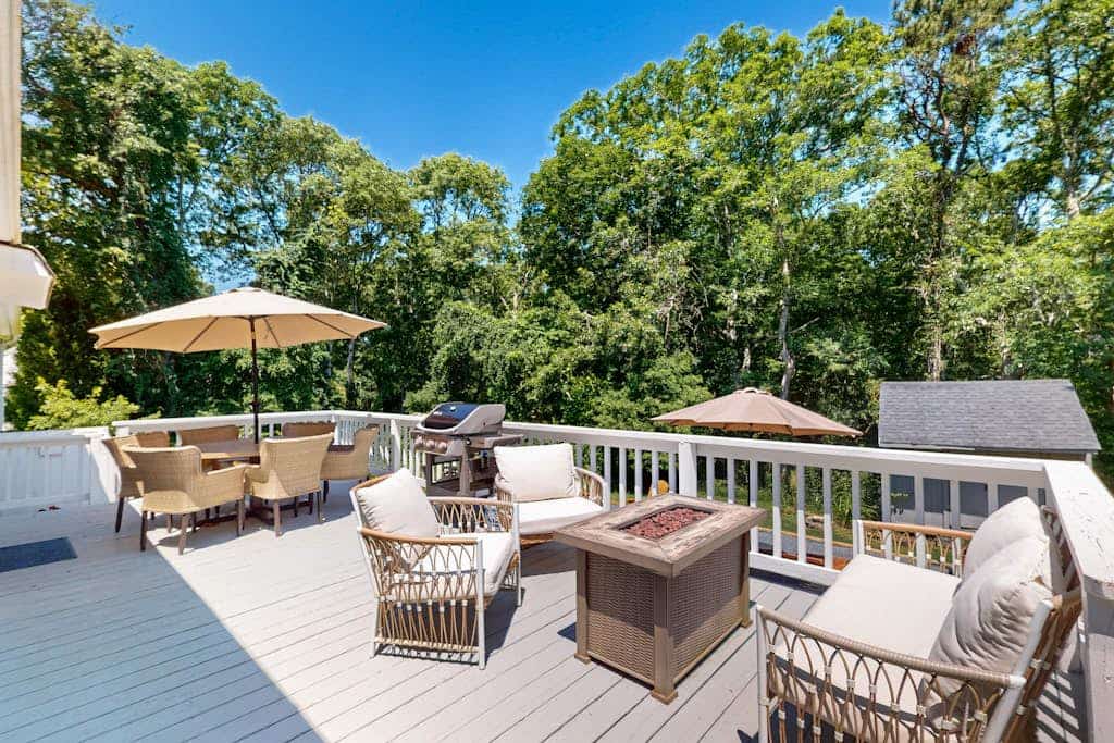 Dog-friendly home with 2 firepits & great deck - 1 mile to Megansett Beach