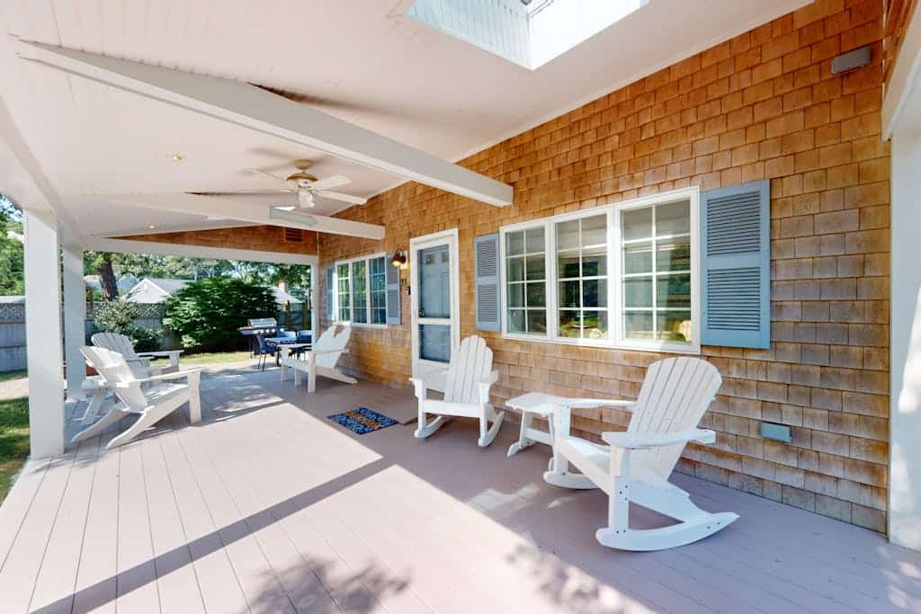 Tree-lined home with lovely yard, decks & private beach access - walk to town