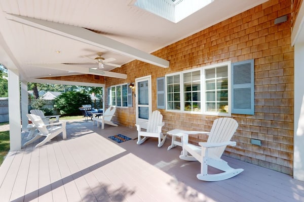 Tree-lined home with lovely yard, decks & private beach access - walk to town