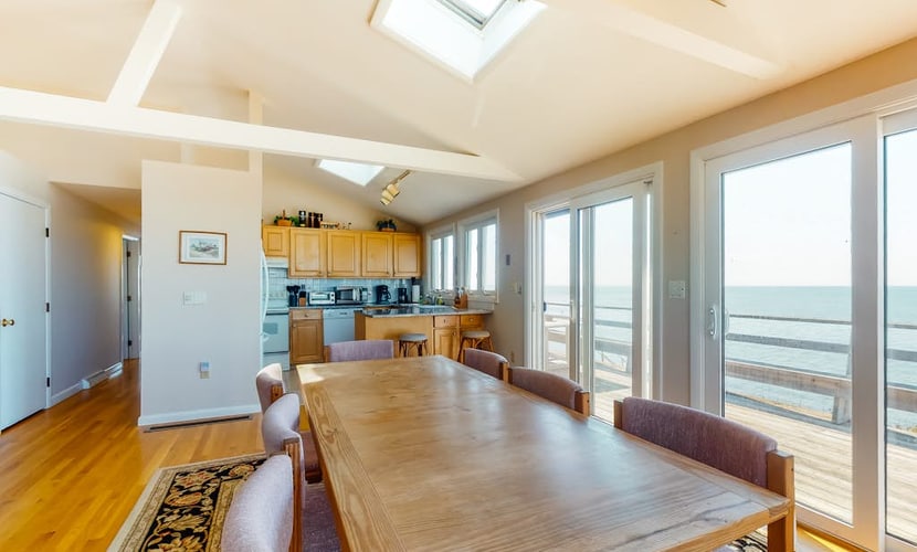 Oceanfront home with great views, deck, grill & beach access - dog-friendly