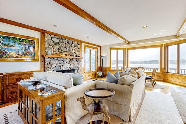 Waterfront house on Bucks Creek Marsh with deck, dock, & kayaks