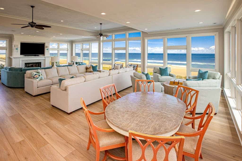 Oceanfront home with regulation pickleball, indoor/outdoor pool, hot tub & gym