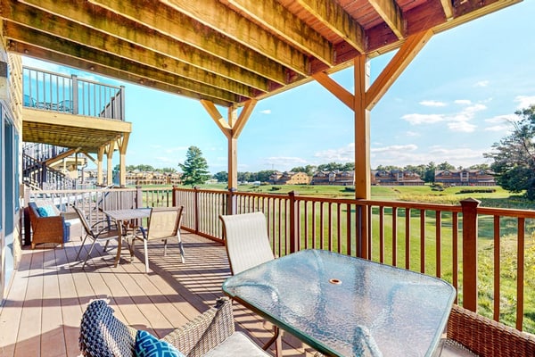 Golf course-front condo with pool, hot tub, dock, tennis, golf, & private beach