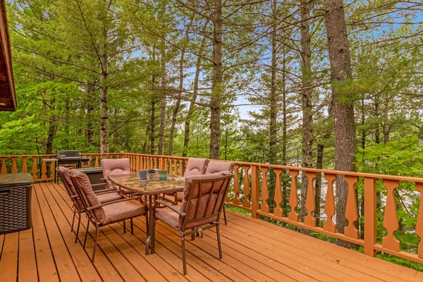 Lakefront dog-friendly gem with private dock, wood stove, large deck & free WiFi