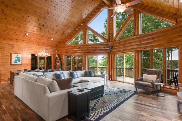 Lakefront estate with 3-story chalet & guest house - hot tub, game room, and gym