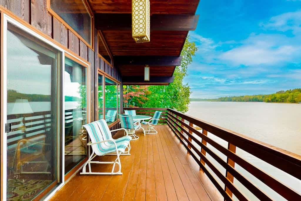 Lakefront home on South Two Lakes with lake views, lake access, firepit, & dock