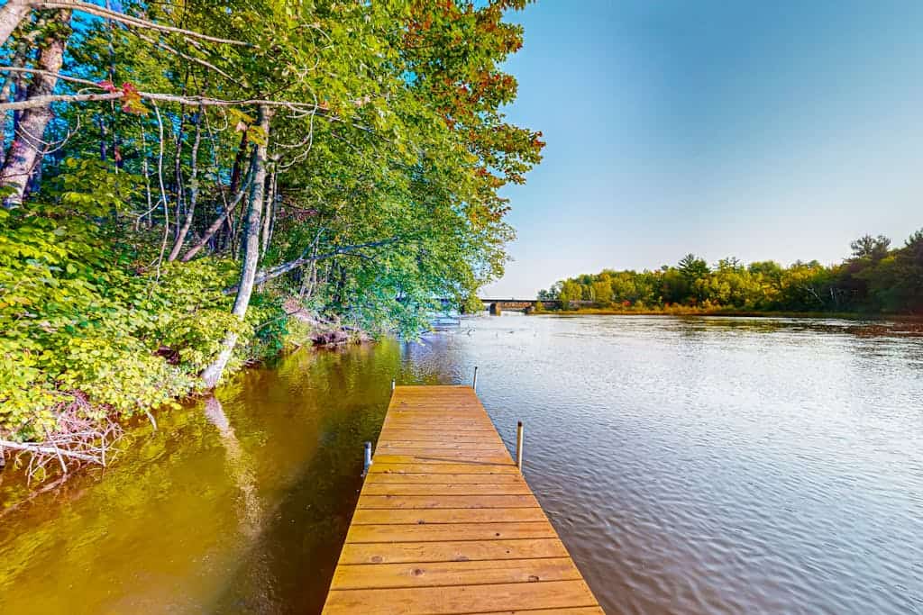 New dog-friendly cabin with river views, grill, modern interior, W/D, and AC