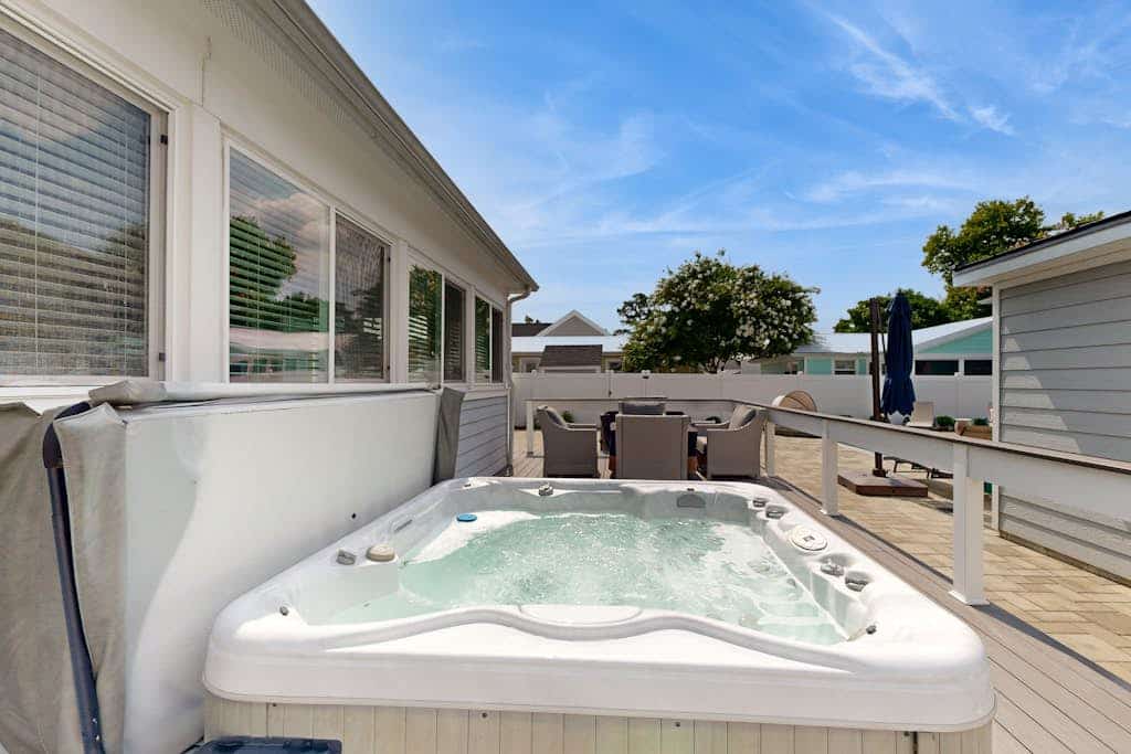 Town of Rehoboth Beach home with private pool, hot tub & pool barn