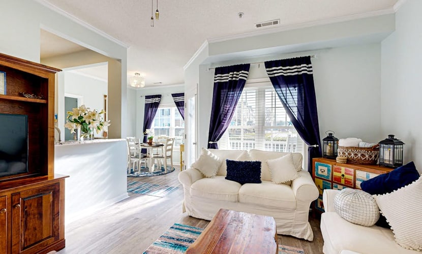 Village of Five Points pet friendly condo with pool, gym, and tennis access