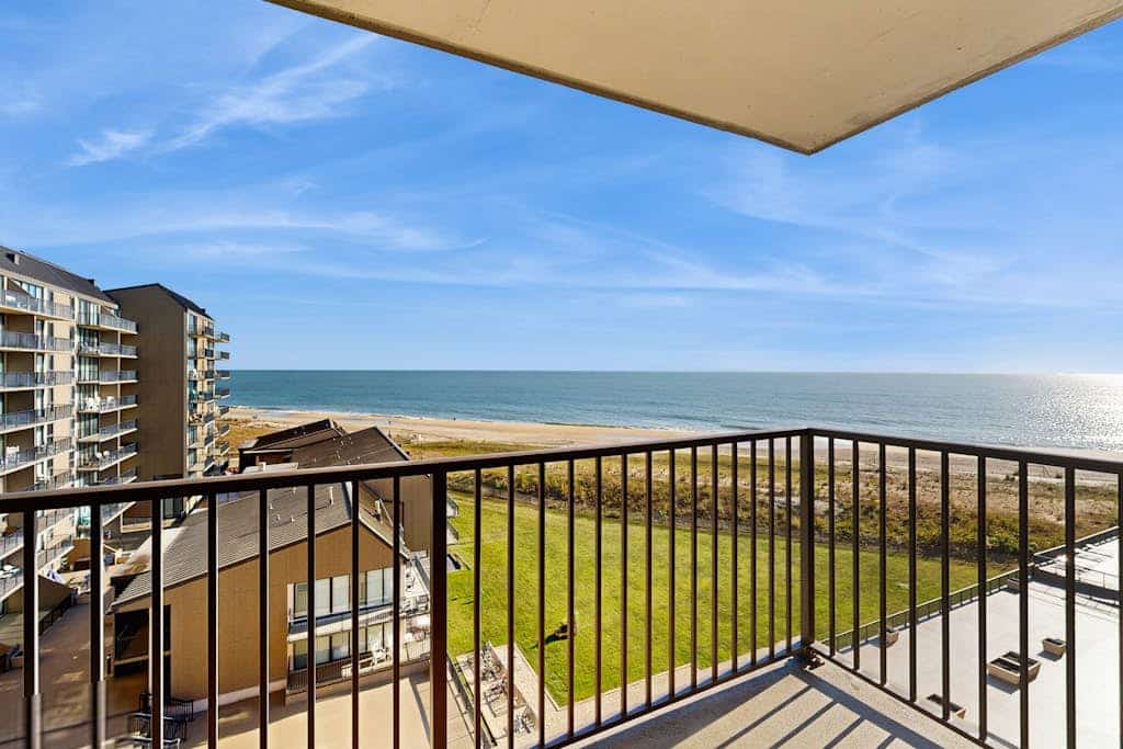 Sea Colony oceanfront condo with pool, hot tub, sauna, basketball, elevator