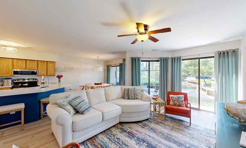 East of Sun condo with water-view patio, on-site pool & tennis - near beach