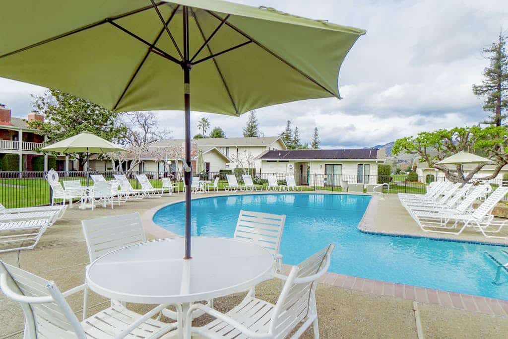 The fairways of Silverado stretch out before you from this sleek condo retreat. Sip morning coffee on your private patio as golfers tee off in the distance. Two king suites offer plenty of space for your foursome. Cool off in the heated community pool just steps away. You're 0.8 miles from Monticello Deli, 2 miles from downtown Napa's 55 tasting rooms, and perfectly positioned between the city and Silverado Trail wineries. Golf, wine, dine — the Napa Valley trifecta awaits.