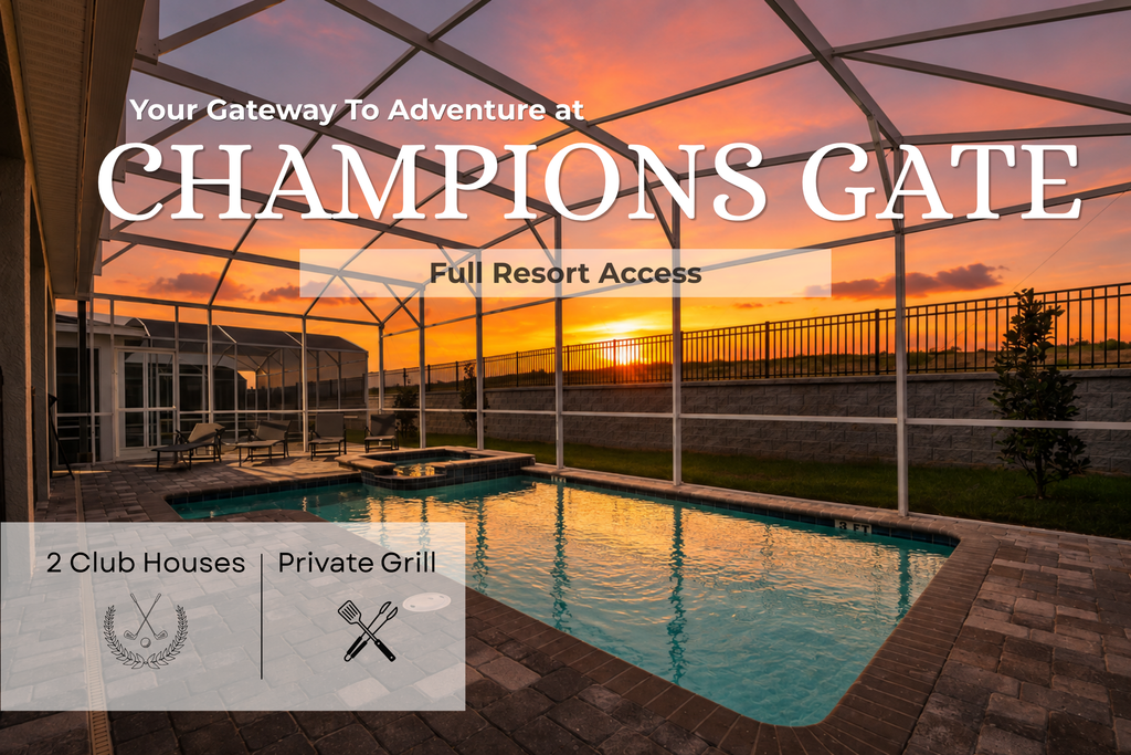 6BR resort home with private pool, game room & golf access.