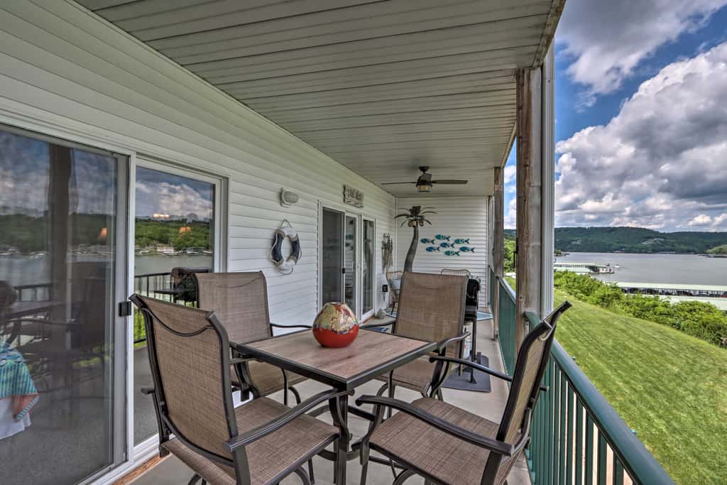 Balcony & Seasonal Pool: Lakefront Ozark Condo