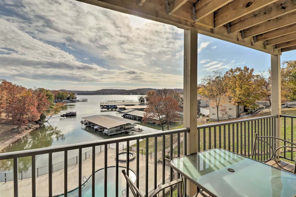 Pool + Fishing Docks: Couple's Lake Ozark Condo