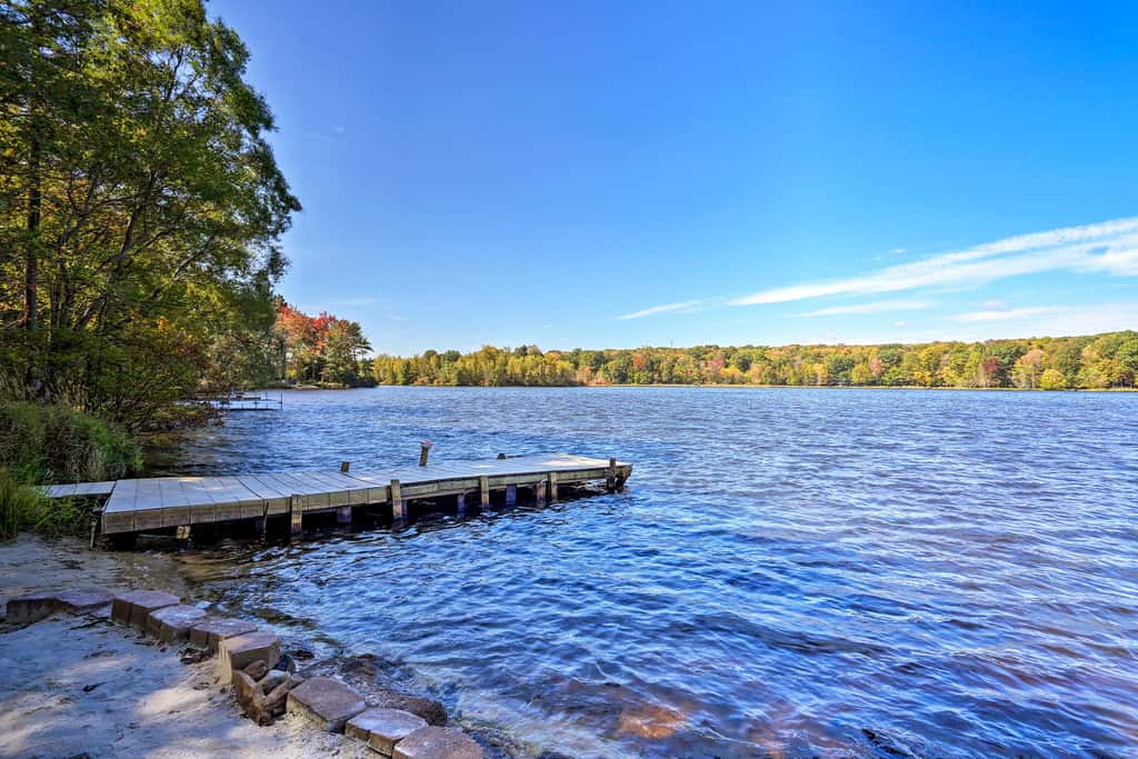 Pocono Lake Paradise w/ Private Beach & Dock!