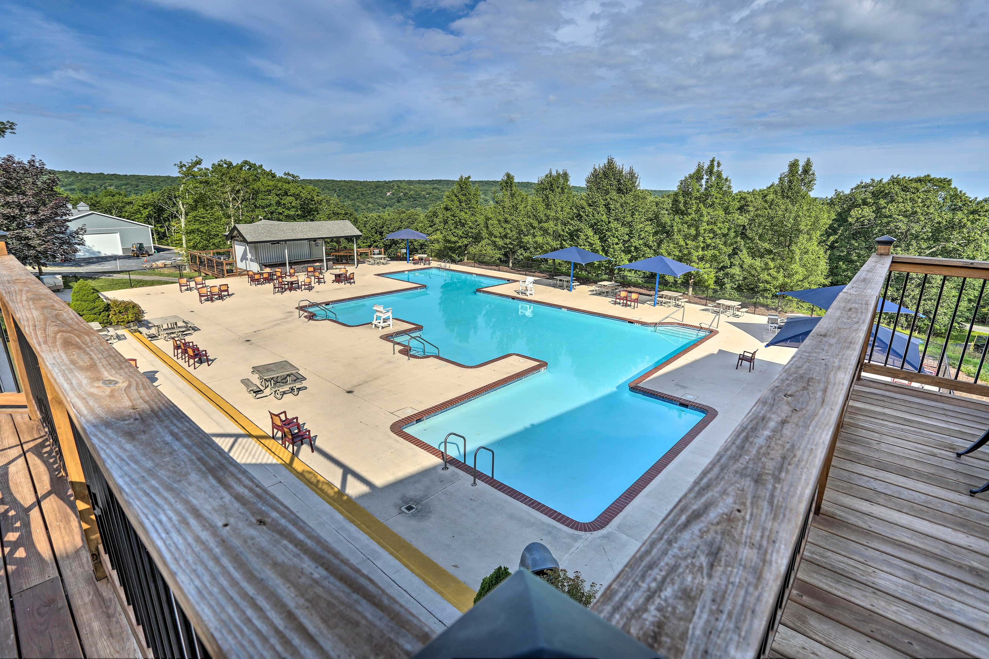 Deck, Fire Pit & Pool Access at Poconos Retreat!