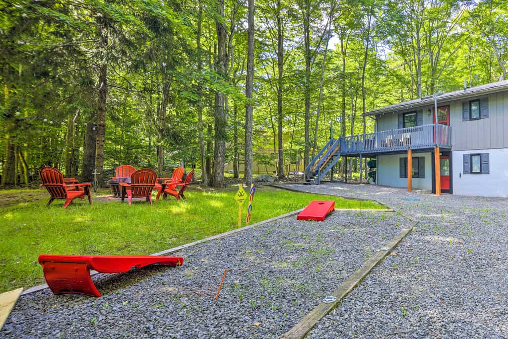 Wraparound Deck: Big Bass Lake Home in Gouldsboro
