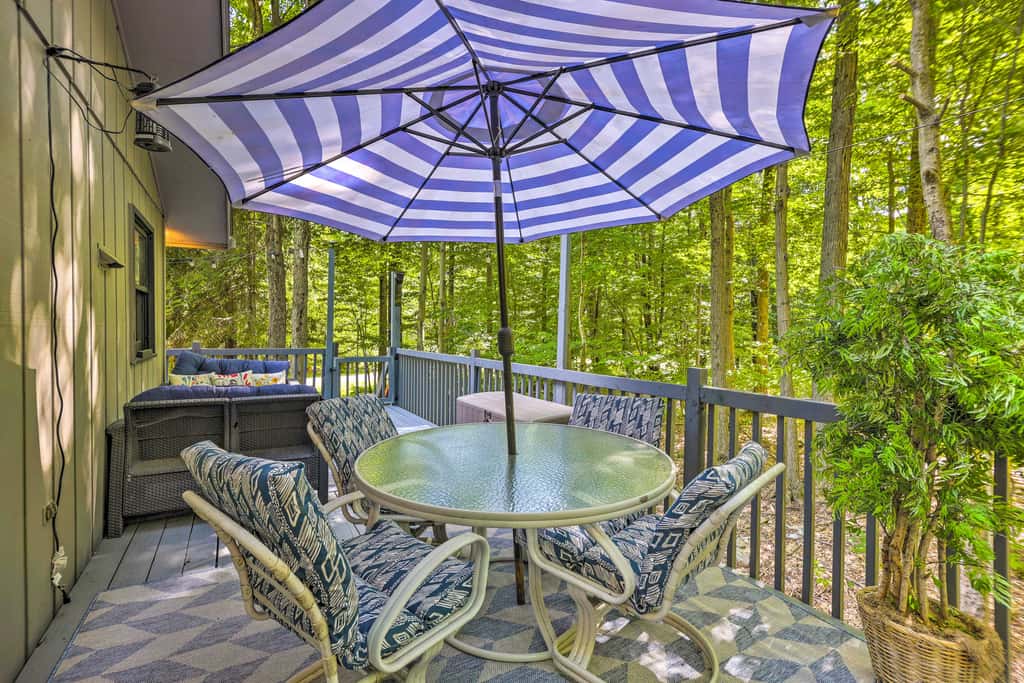 Wraparound Deck: Big Bass Lake Home in Gouldsboro