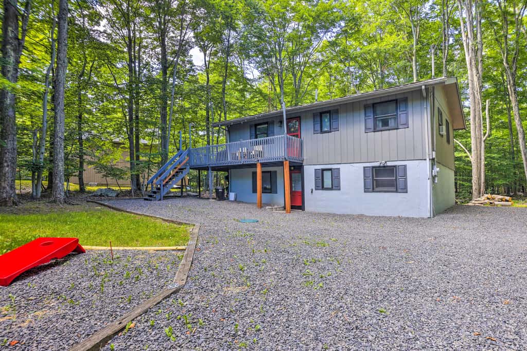 Wraparound Deck: Big Bass Lake Home in Gouldsboro
