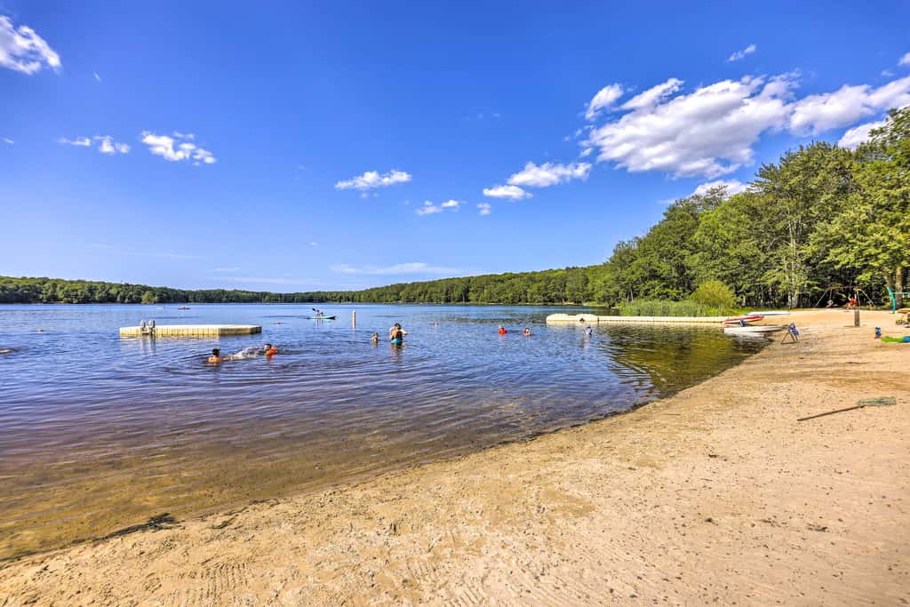 Wraparound Deck: Big Bass Lake Home in Gouldsboro