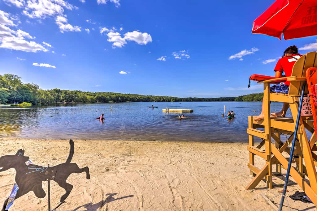 Wraparound Deck: Big Bass Lake Home in Gouldsboro