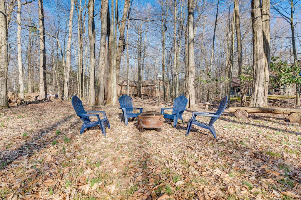 Game Room & Fire Pit: Chic Pocono Pines Home!